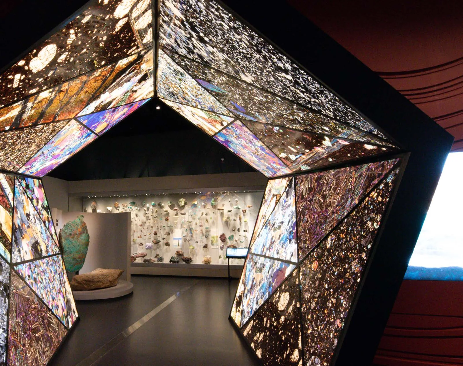 A gallery interior with a fibre-optic starfield ceiling