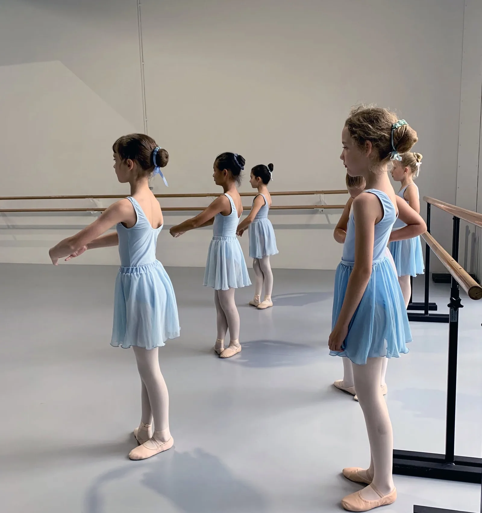 A ballet class on a sprung floor