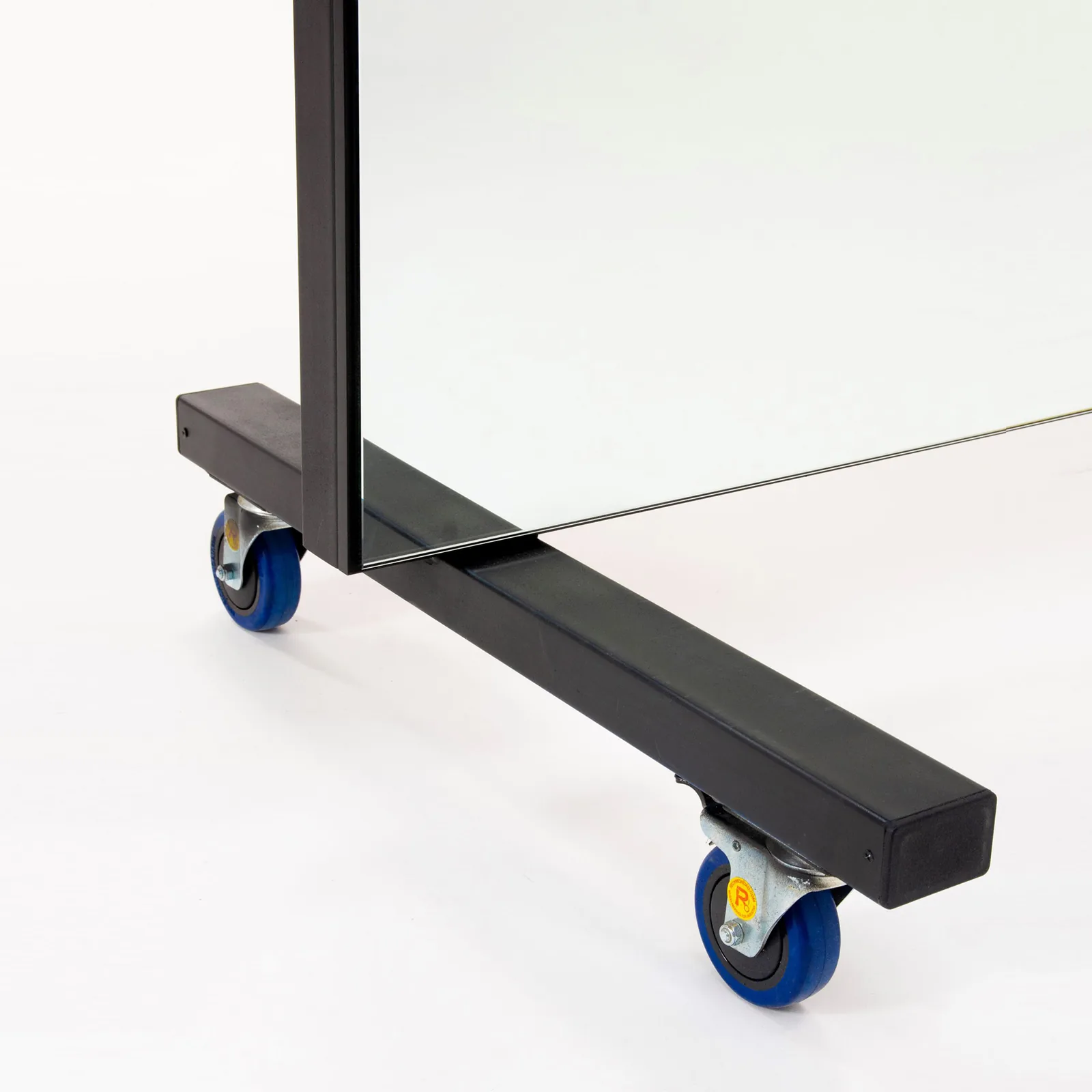A portable mirror on lockable casters